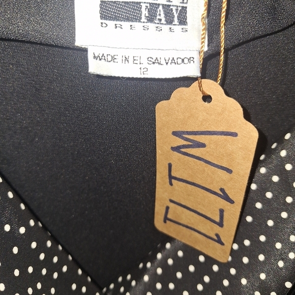 Black Leslue Fay Short Sleeve Blouse with Polka Dot Trim In A Size 12. EUC - Picture 10 of 11